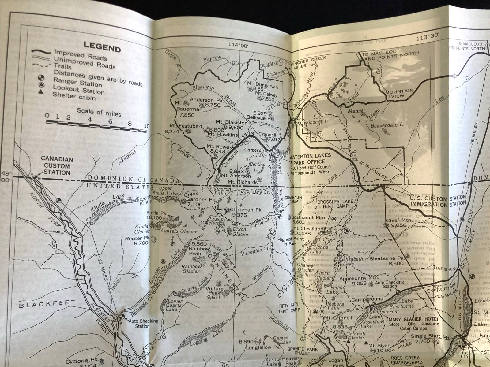 Vintage 1938 Motorists Guide GLACIER National Park Brochure Outdoors Hiking