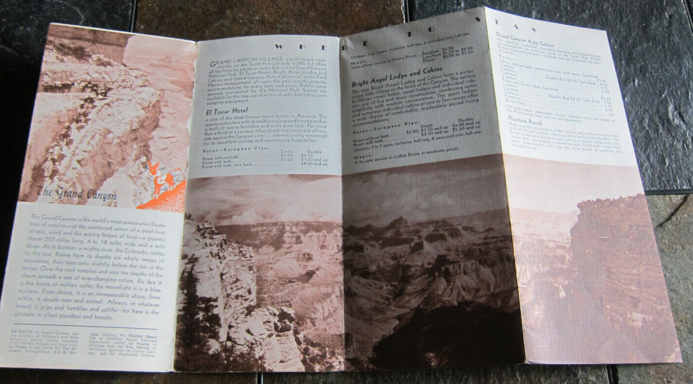 Vintage Brochure GRAND CANYON National Park Arizona Fred Harvey