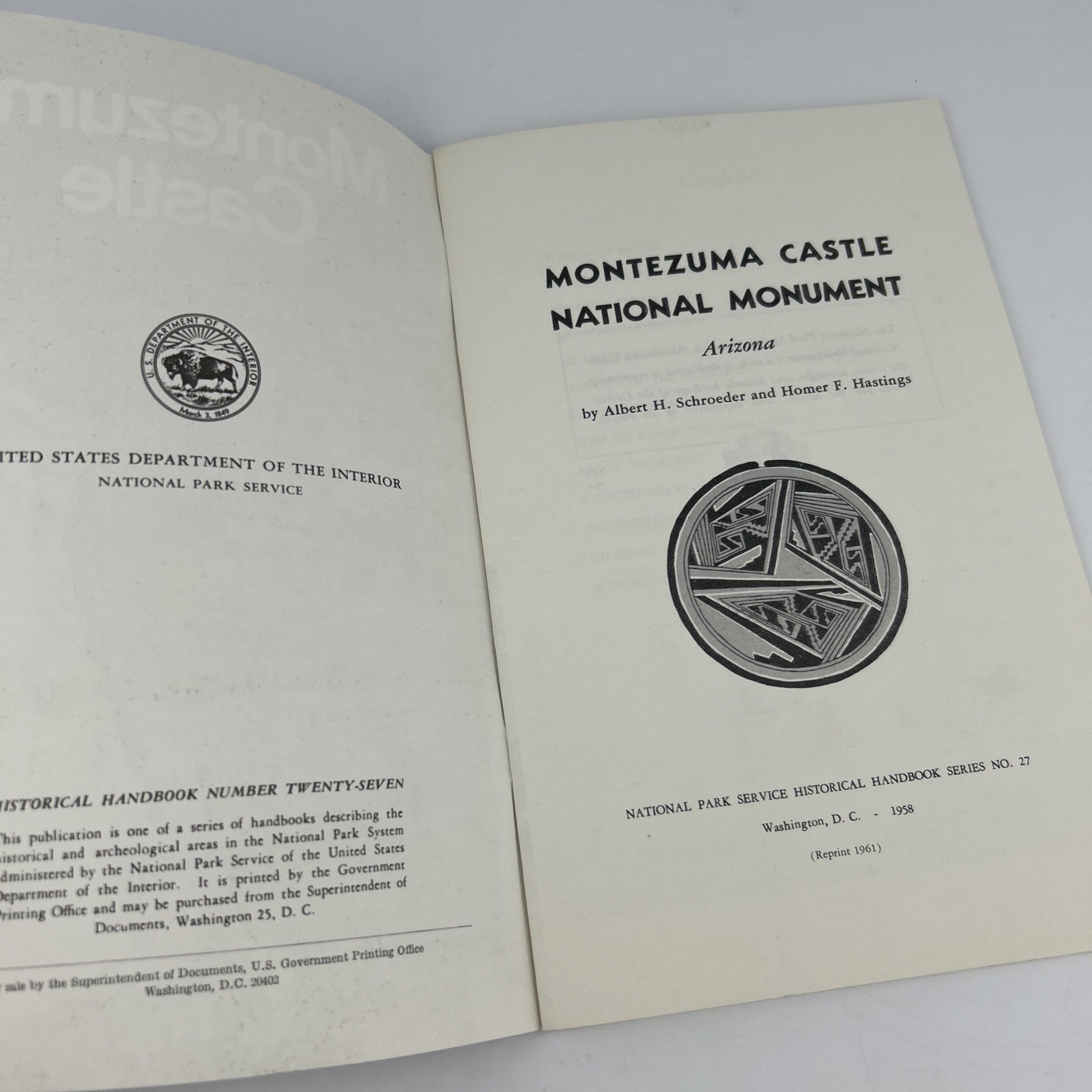 1961 MONTEZUMA CASTLE NATIONAL MONUMENT National Park 1 Handbook & 1 Trail Guide