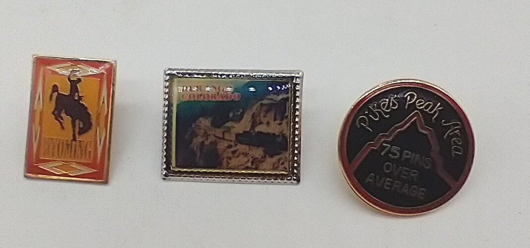 Vintage Wyoming Pikes Peak Area Durango Colorado Pins Set Of 3 Gold Silver