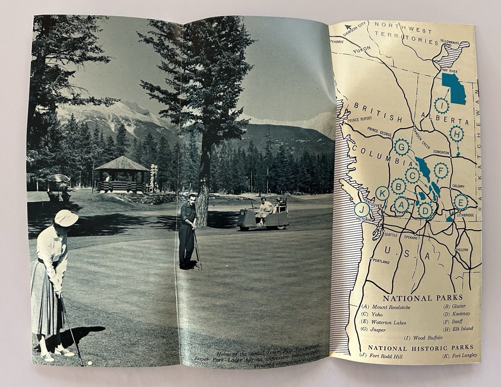 Vintage Banff Jasper National Parks Canada Map Brochure Alberta Travel Guide
