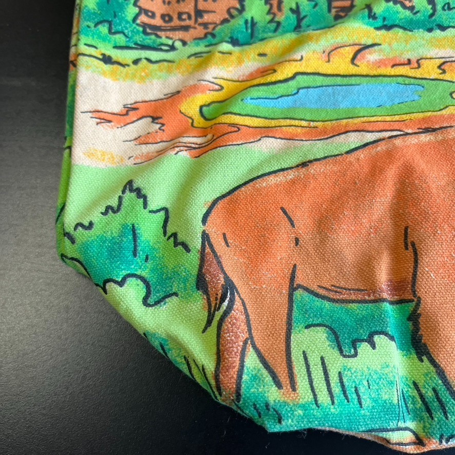 VTG Yellowstone Canvas Bag Souvenir National Park Watercolor Bison Sign 17×14″