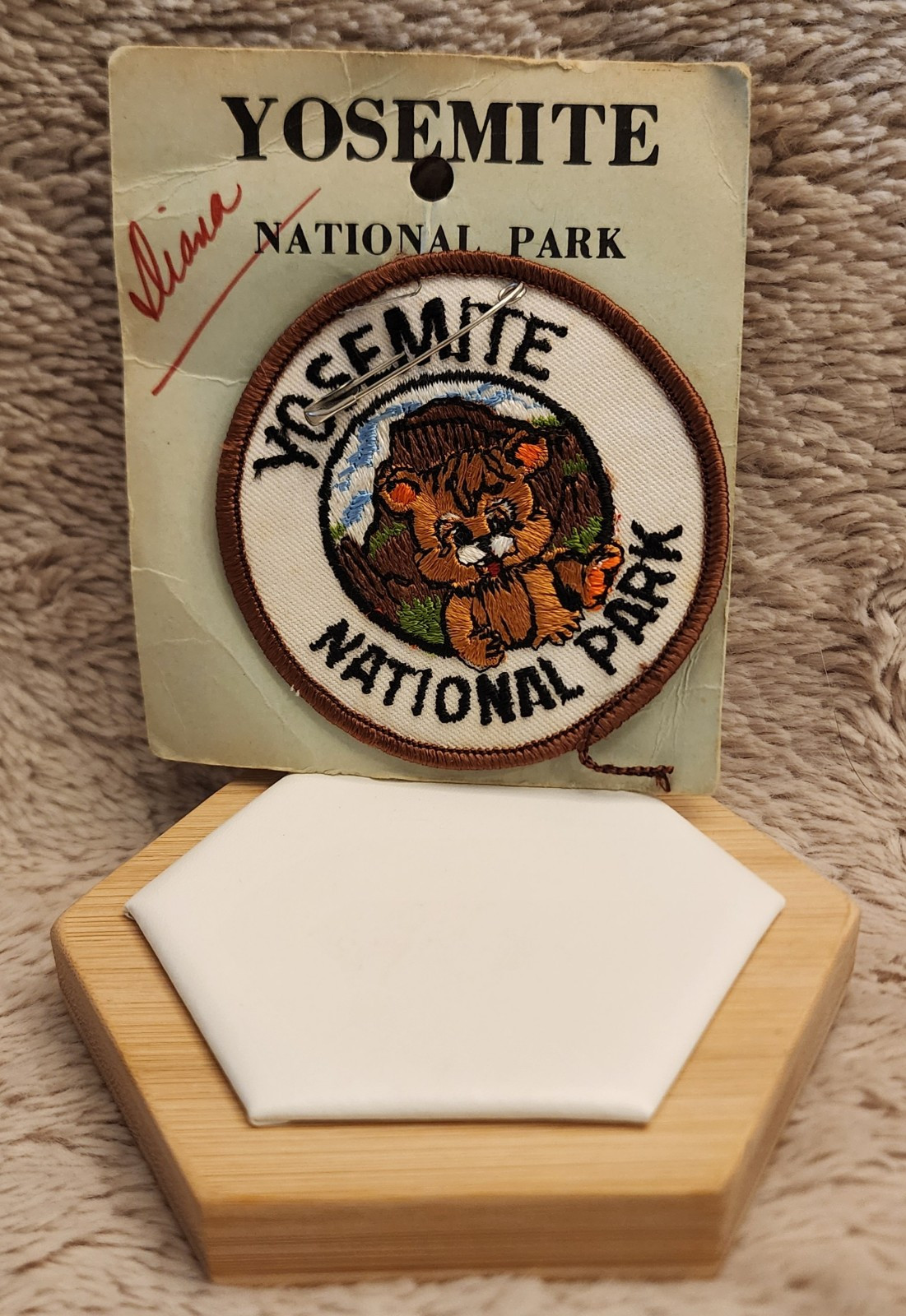 Yosemite National Park CA Bear Cub Half Dome Round Embroidered Patch Badge Vtg