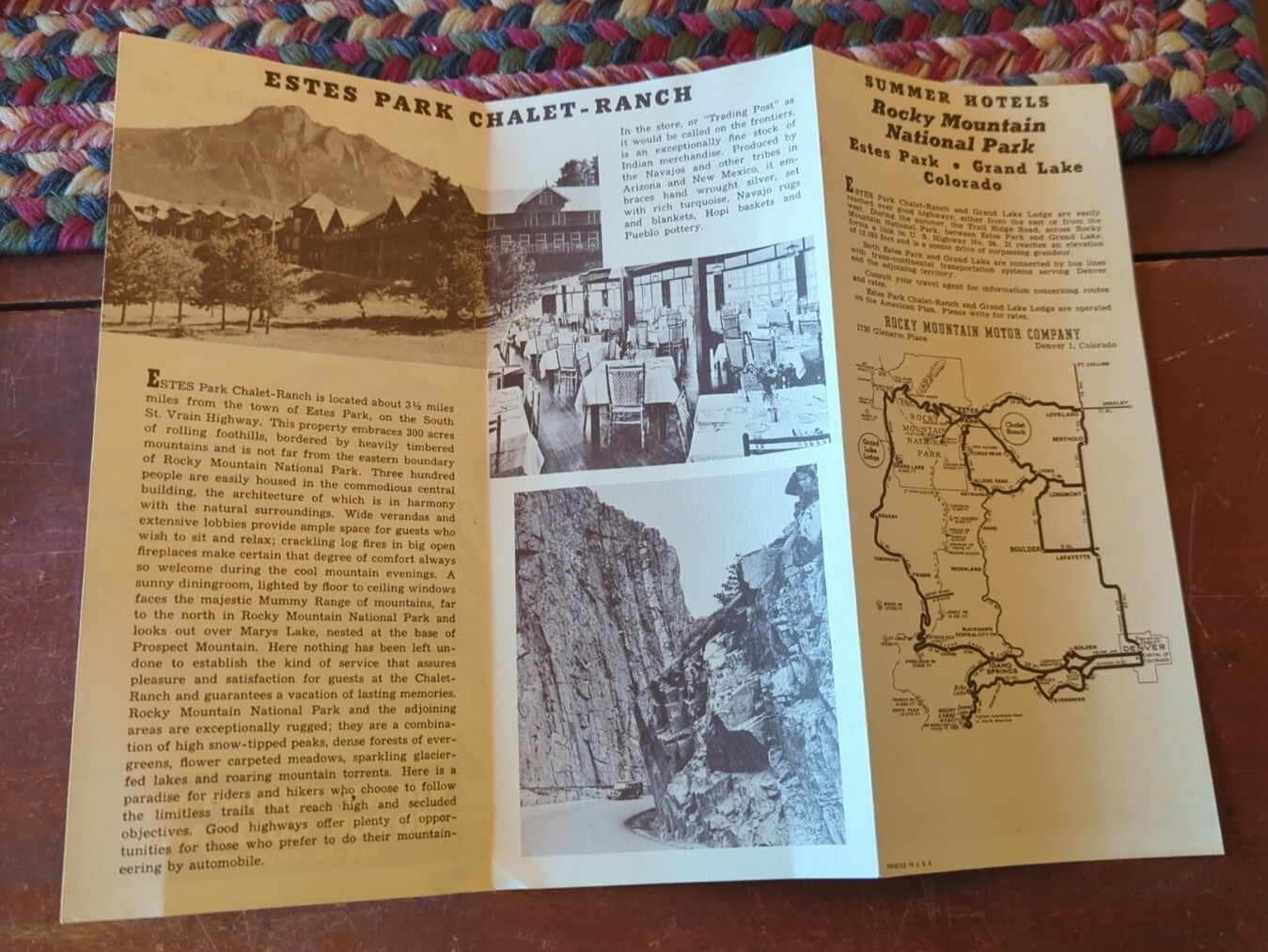 1950s Rocky Mountain National Park Estes Pk Grand Lake Denver Colorado Pamphlet