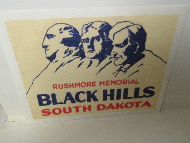 Vtg. Rushmore Memorial Black Hills South Dakota Luggage Decal on Original Card