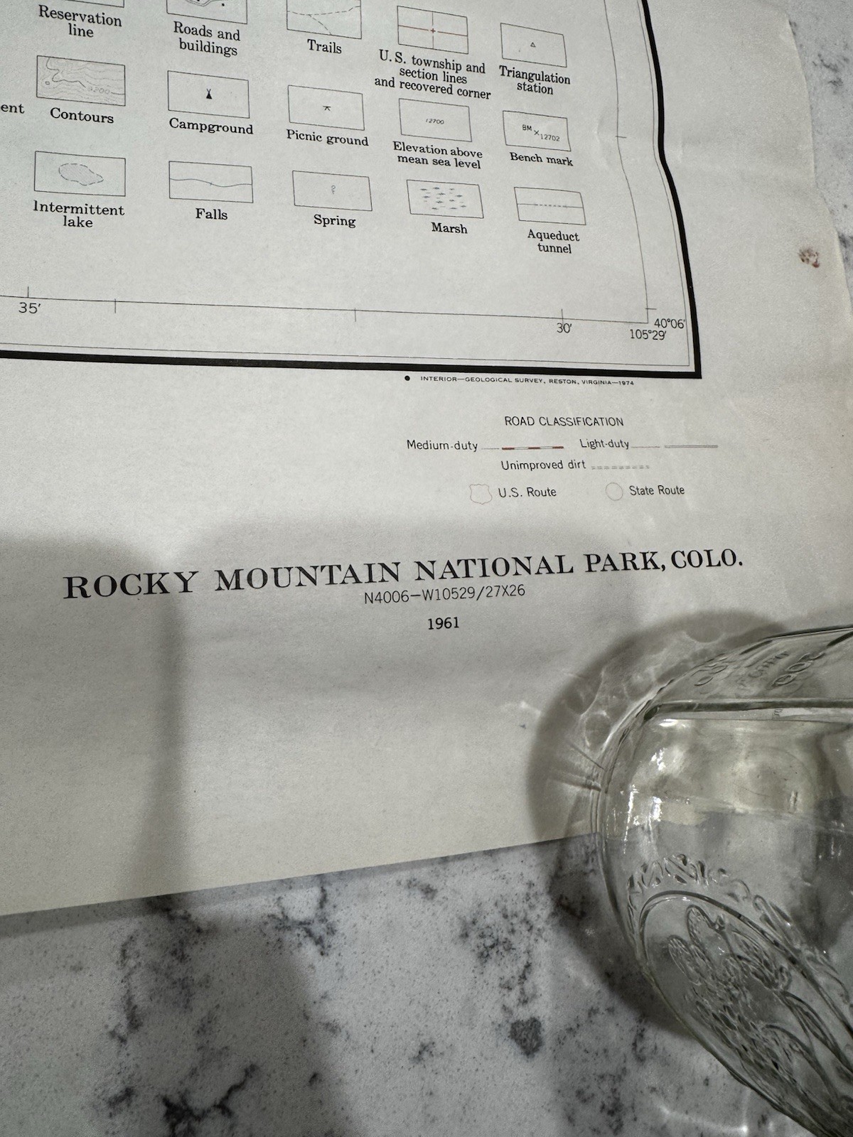 Vintage 1961 Rocky Mountain National Park Map Geological Survey BH