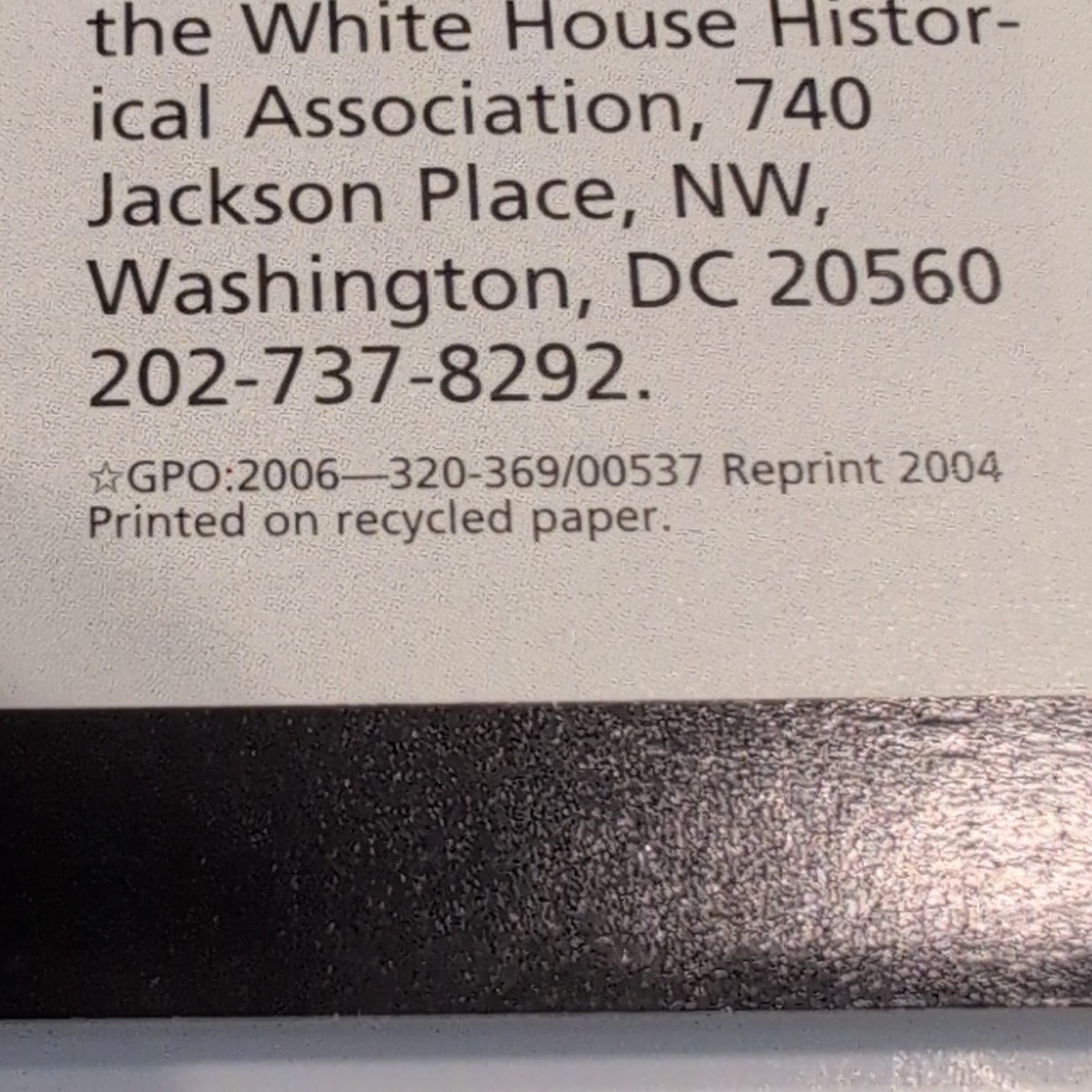 The White House National Park Service NPS Unigrid GPO 2006 Reprint 2004