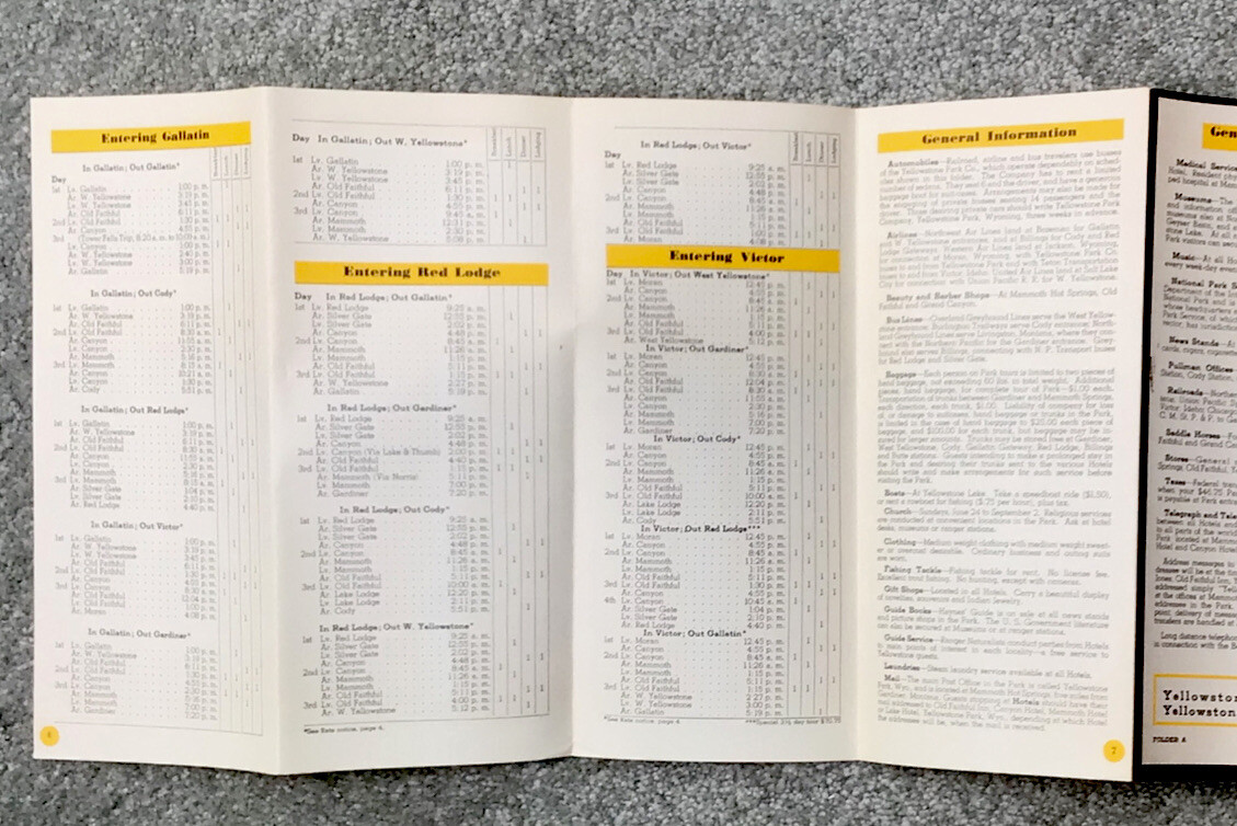 1951 Yellowstone National Park Folder Brochure