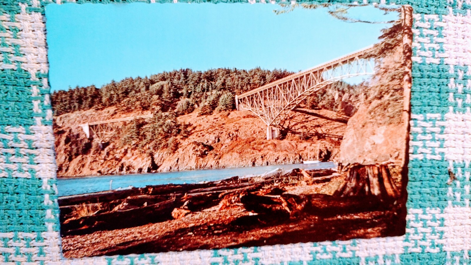 BEAUTIFUL POST CARD DECEPTION PASS BRIDGE WHIDBEY ISLAND WASHINGTON.