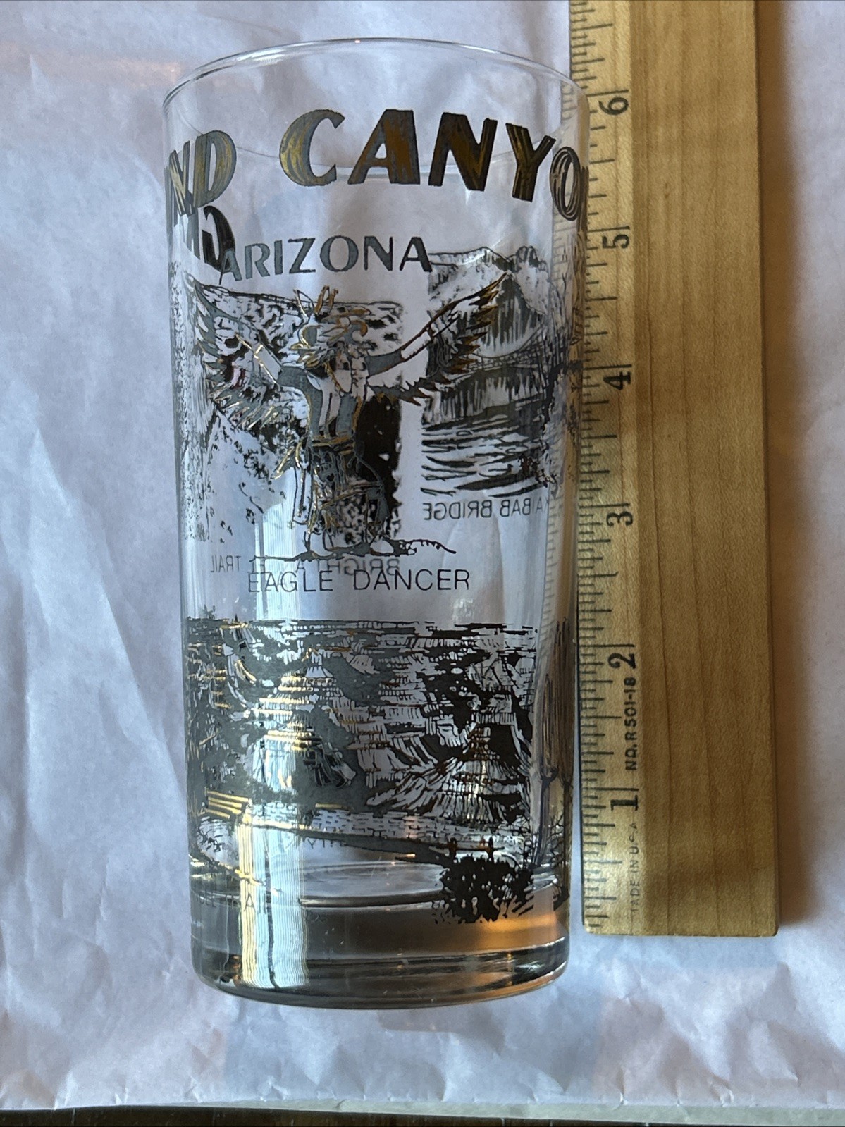 Vintage GRAND CANYON Drinking Glass 22K Gold & Black by Kapan Kent