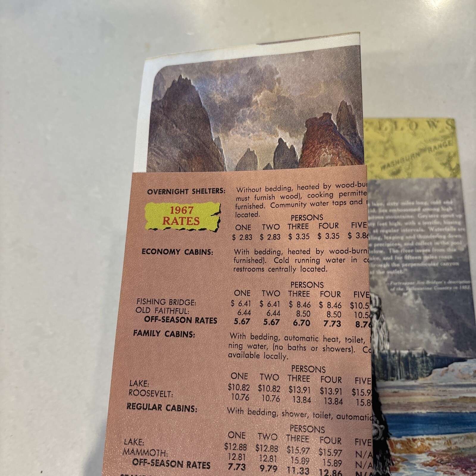 Yellowstone National Park Folding Flyer Map Pamphlet Vintage 1967