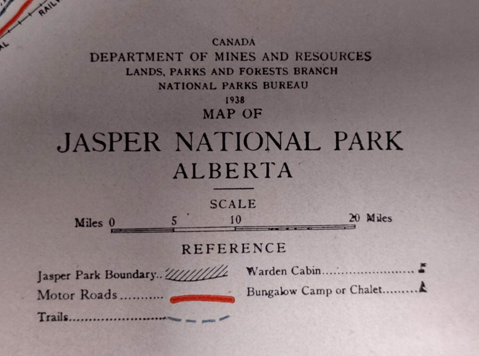 Vintage Jasper National Park in The Canadian Rockies Travel Guide dated 1938