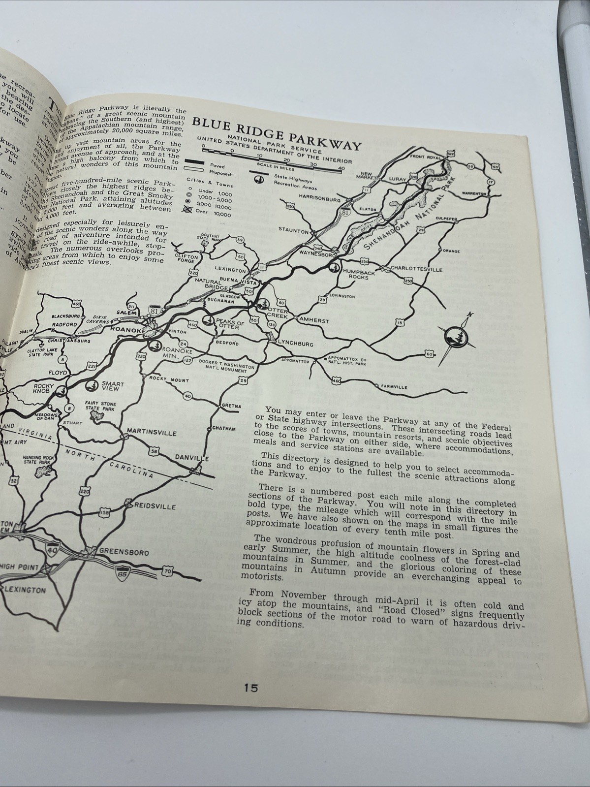 1970 Blue Ridge Parkway VA NC Travel Brochure Map Vintage 28pg Accommodations