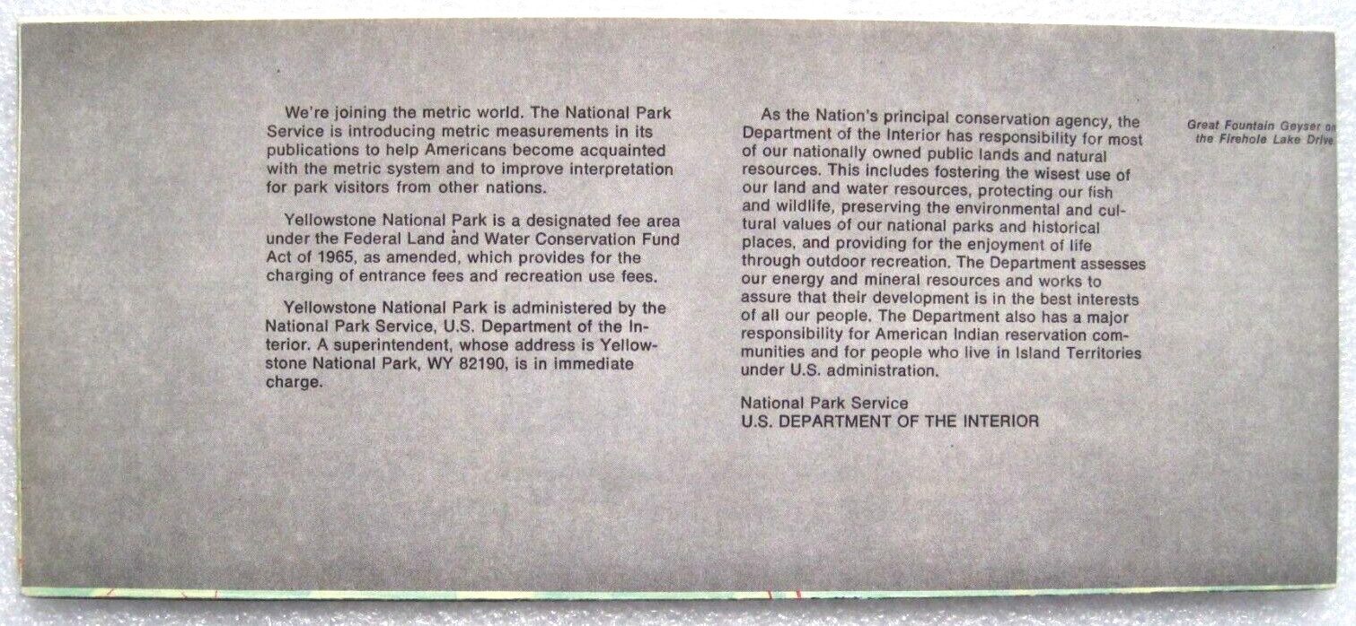 Vintage GPO 1984 Yellowstone National Park Brochure/Map