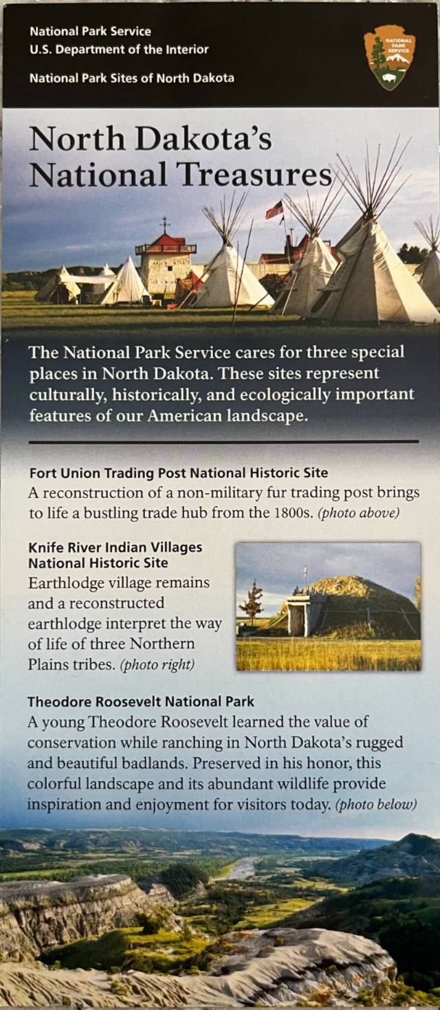 NORTH DAKOTA’S TREASURES NATIONAL PARK SERVICE RACK CARD Unigrid/Brochure NPS