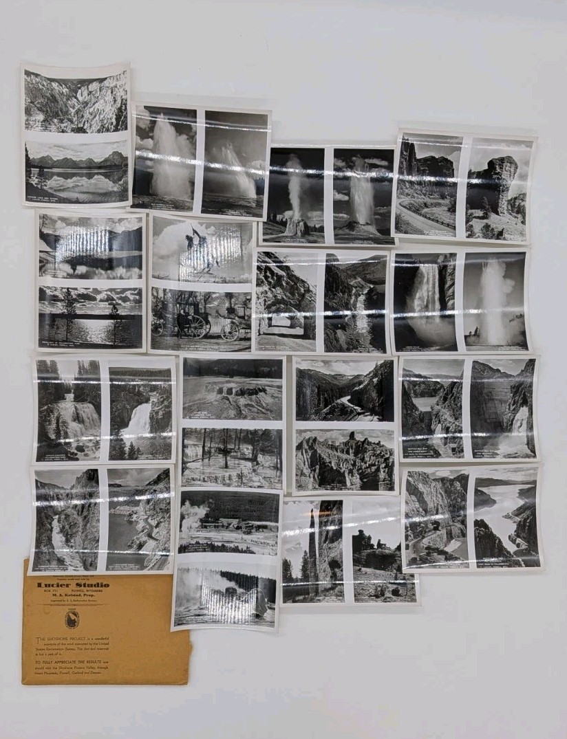 LOT OF SIXTEEN (16) VINTAGE LUCIER STUDIO PHOTOS OF YELLOWSTONE SHOSHONE PROJECT