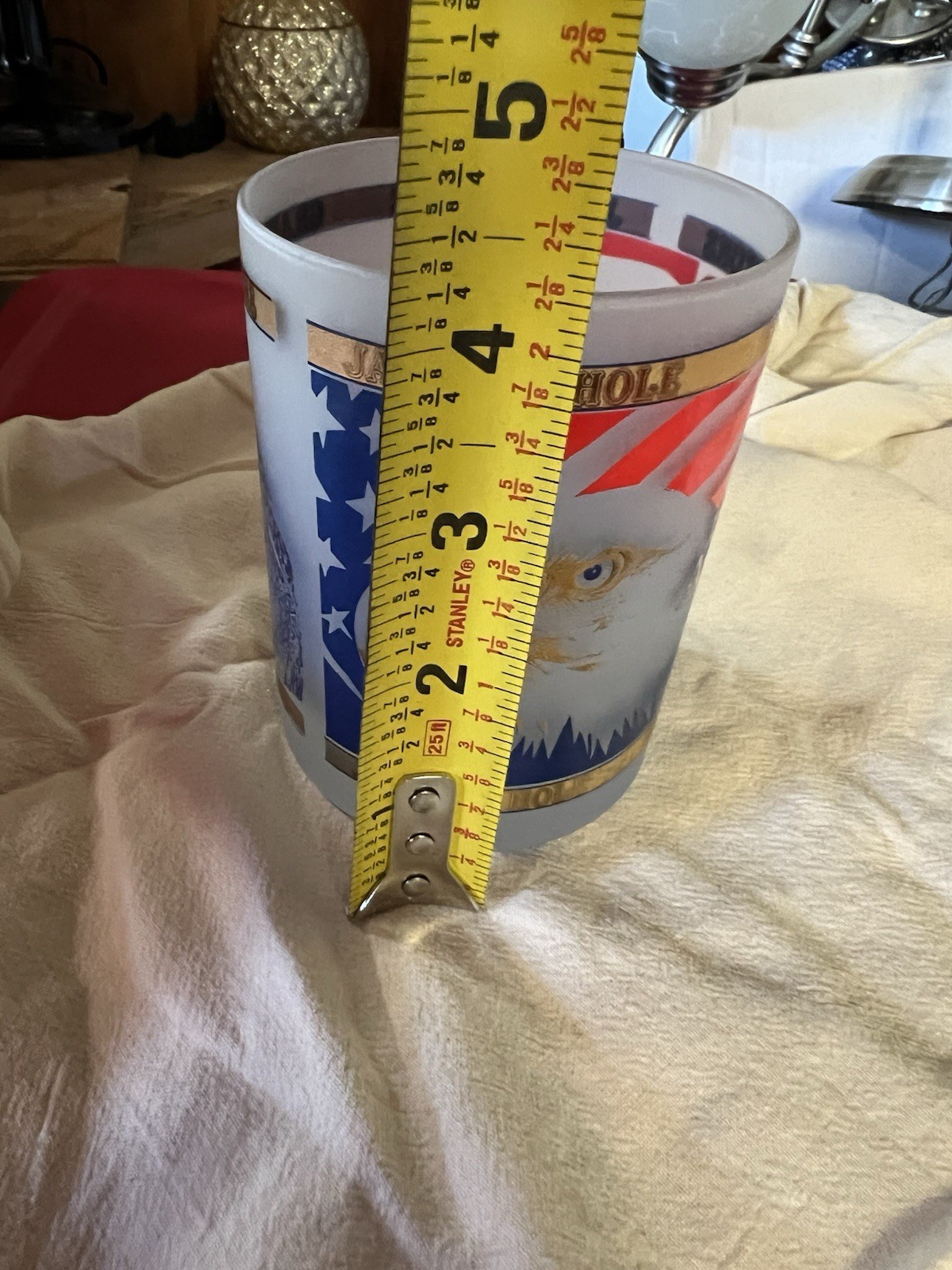 Vintage Wyoming The Way America Was Frosted Glass Tumblers w/Gold Tone Trim