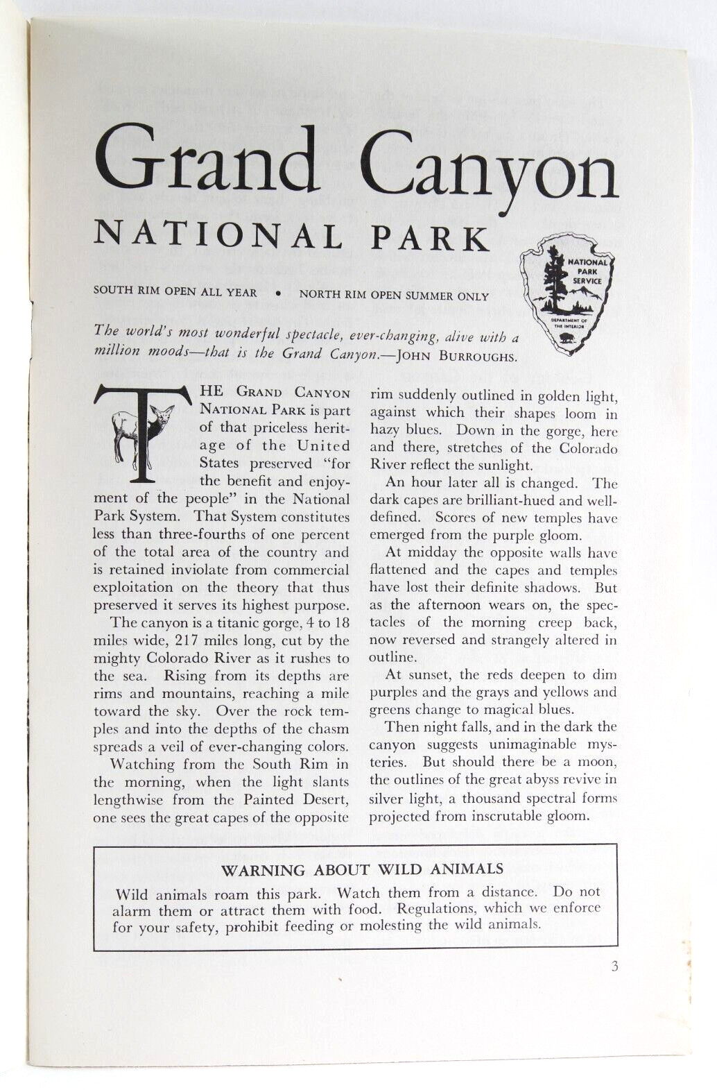 Grand Canyon National Park Brochure 1957 and 1952 Car Permit Arizona