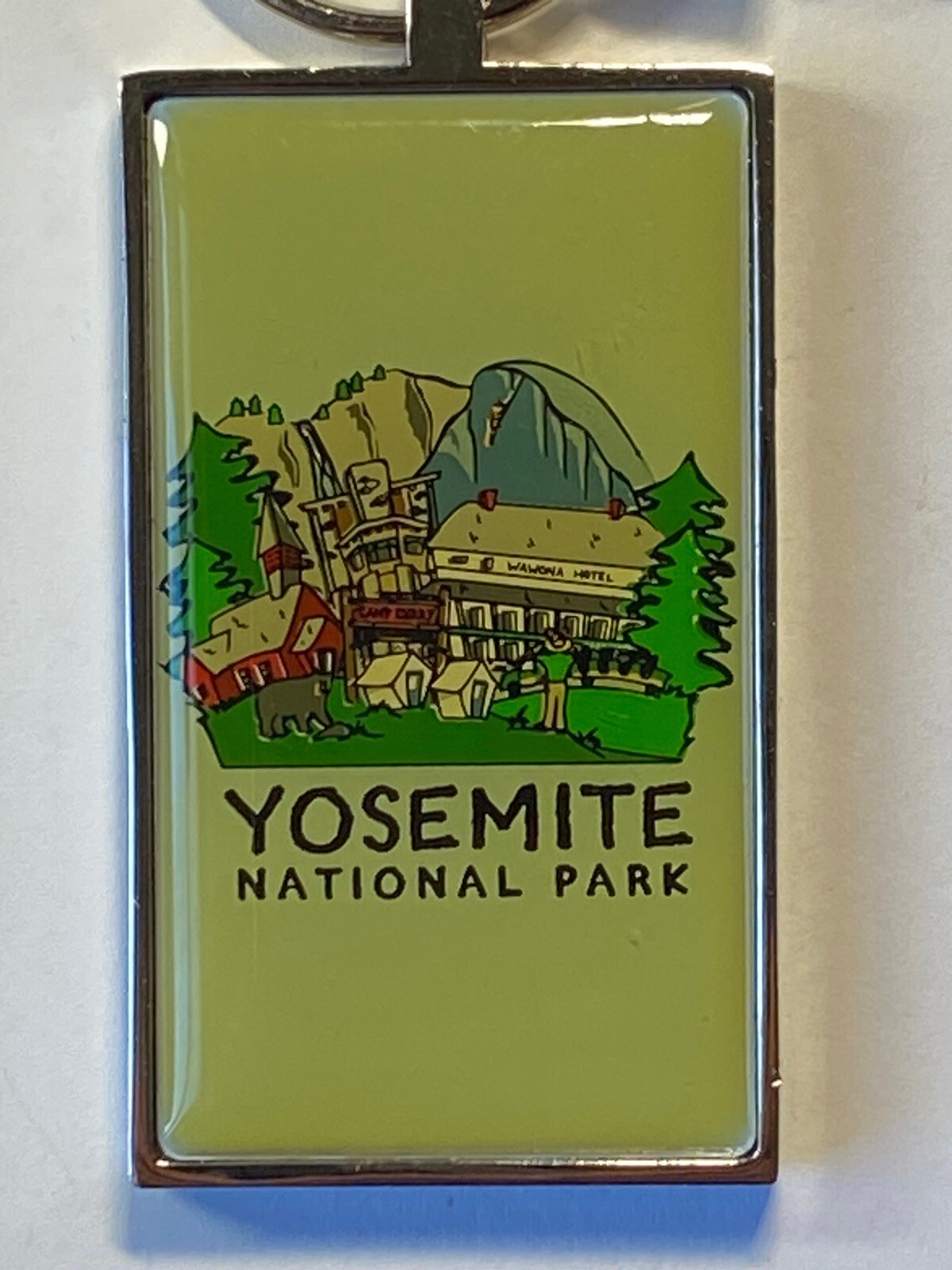 Yosemite National Park Half Dome Wawona Motel Camp Curry 2 Sided Metal Keychain