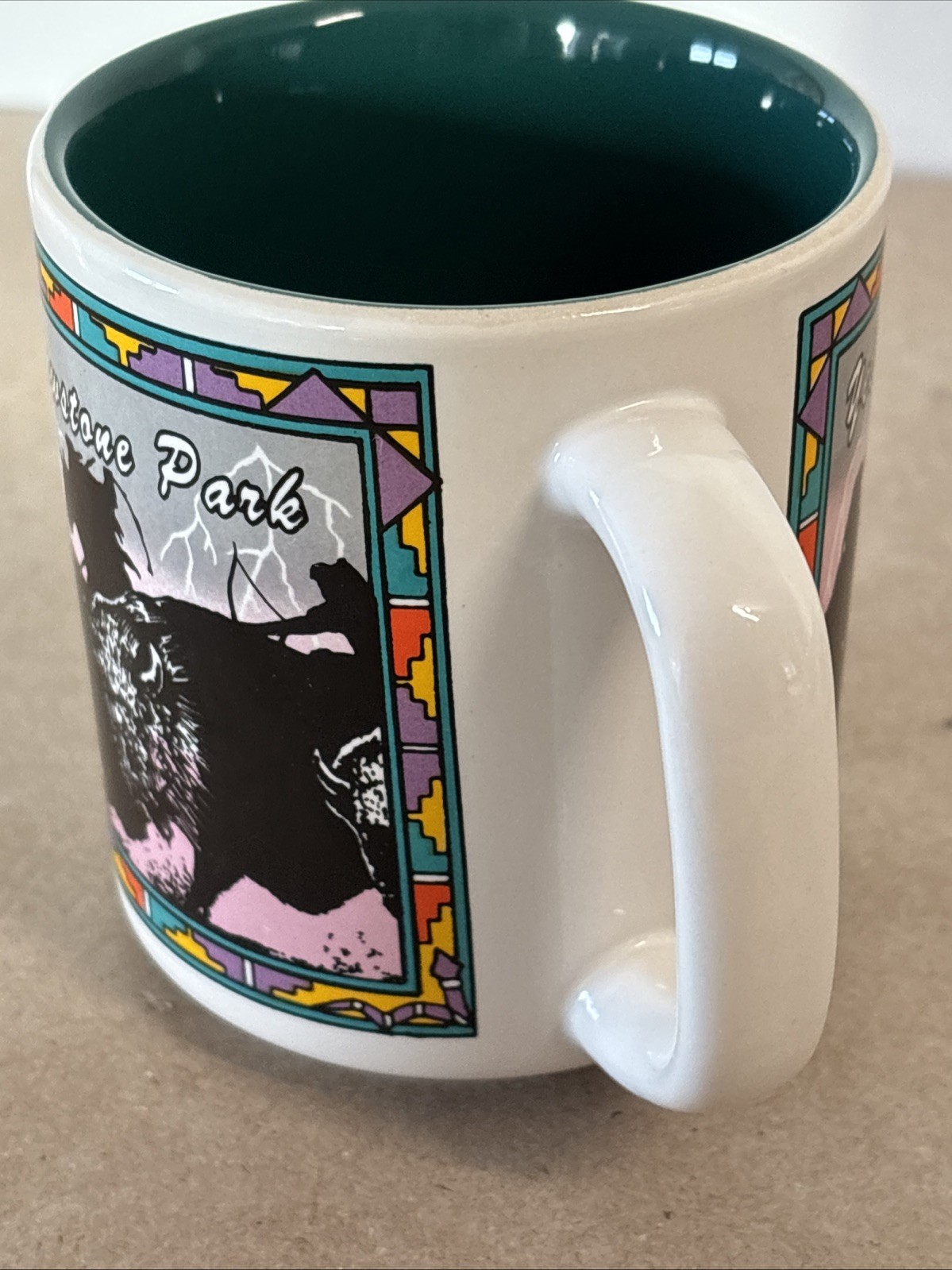 2 Vintage 1992 Yellowstone Park Coffee Mugs Buffalo Southwestern Outdoors