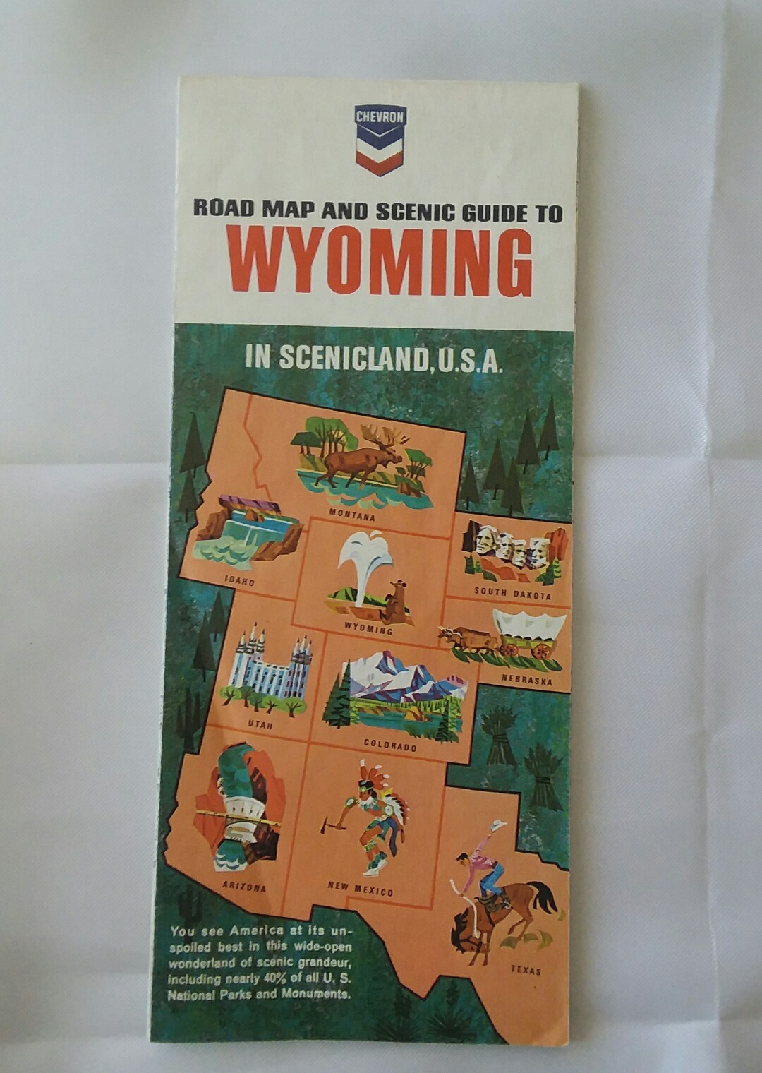 1966 Chevron Road Map & Scenic Guide to Wyoming