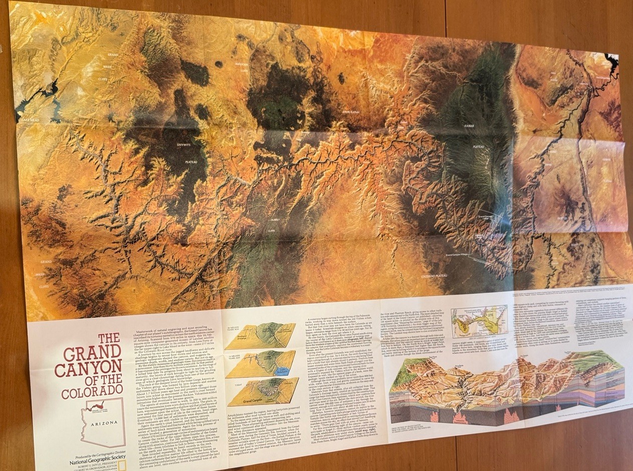 The Heart of the Grand Canyon Arizona National Geographic Society Map July 1978