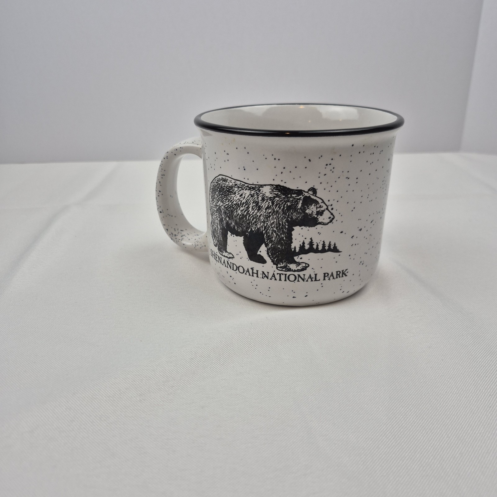 Shenandoah National Park Mug Bear Speckled Ceramic Coffee Cup Black White