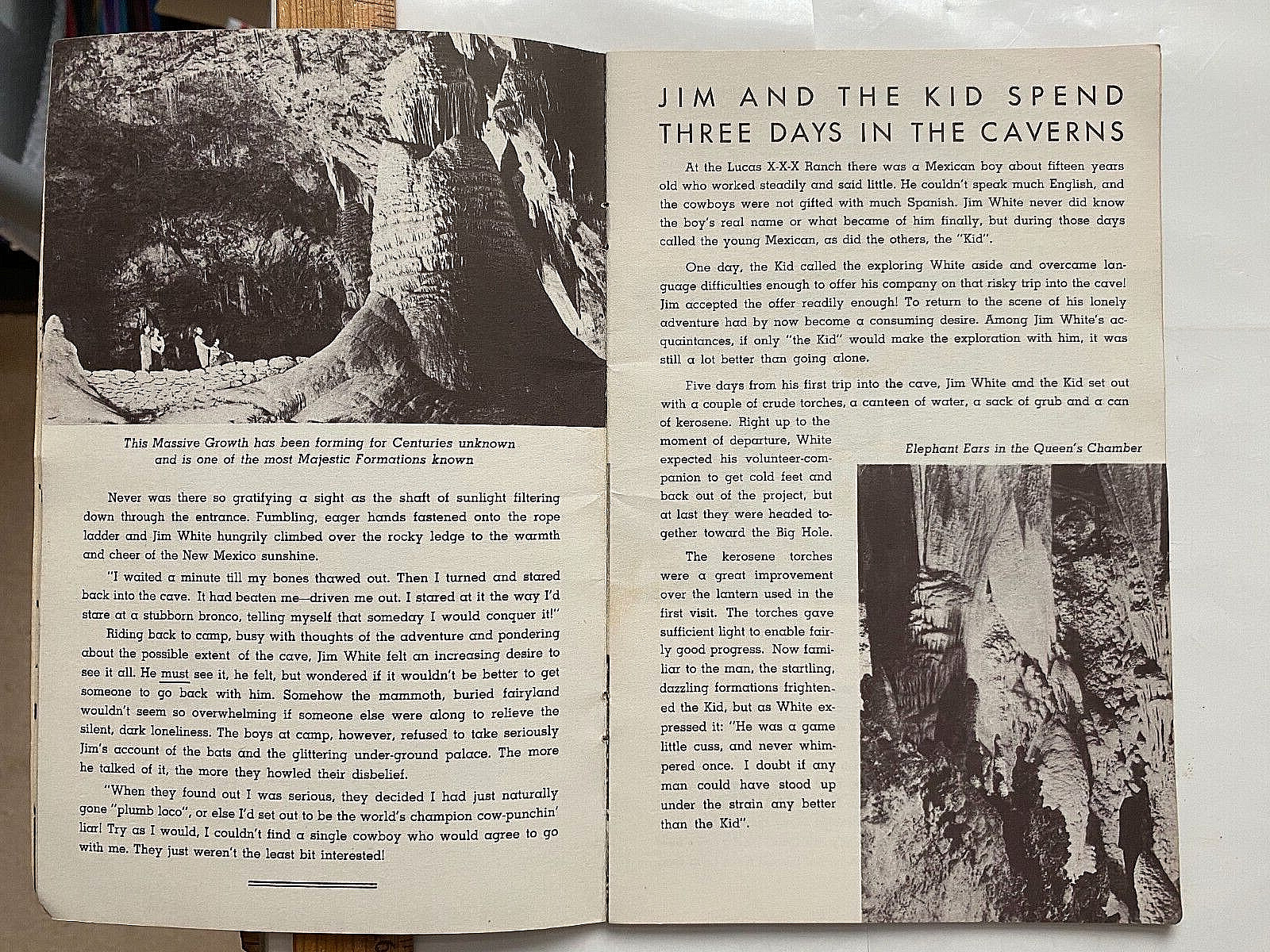 Jim White’s Story at Carlsbad Caverns. 1951. 32 Page Softcover Booklet. Illust