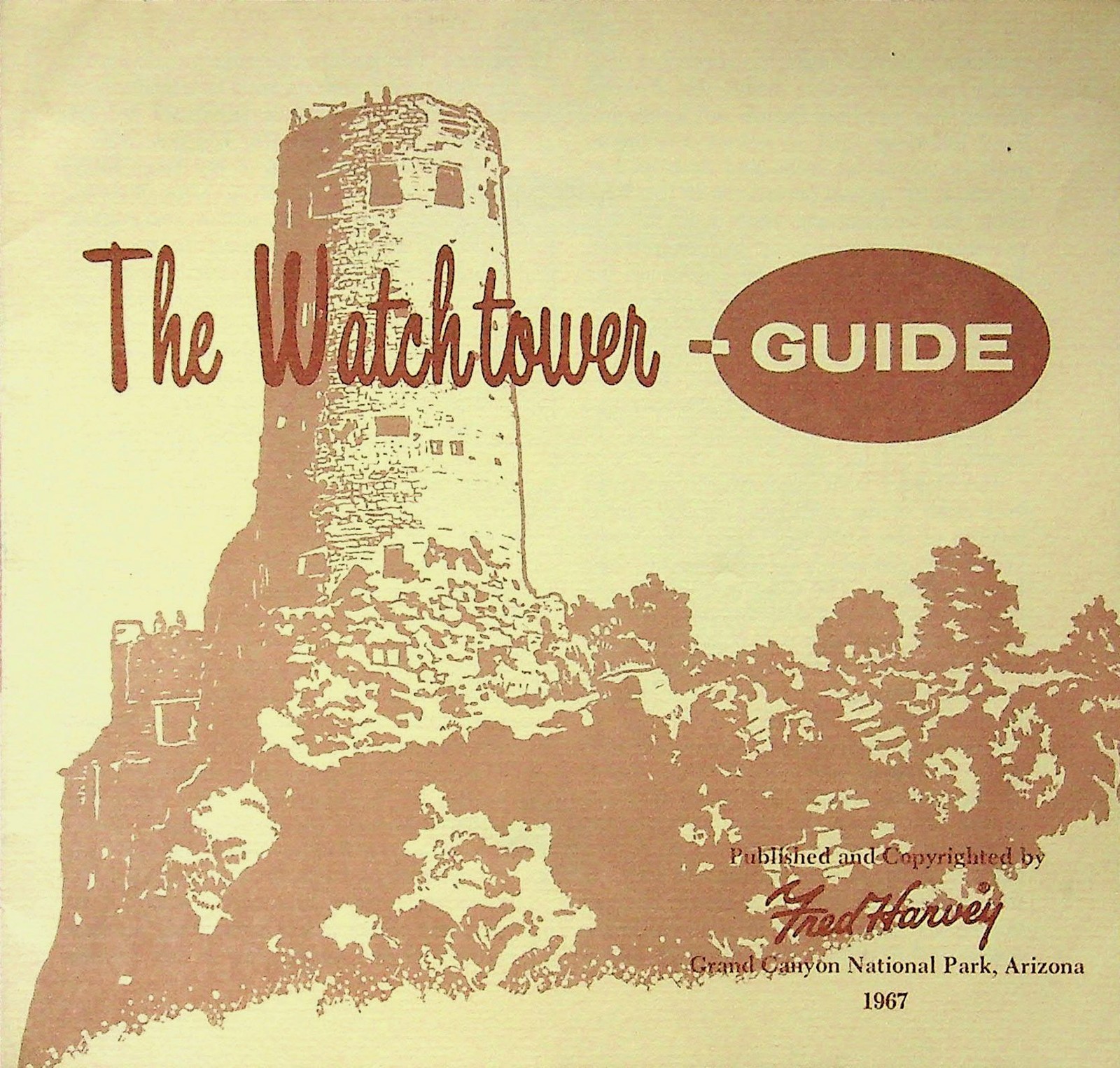 1967 Fred Harvey Watchtower Guide Grand Canyon Vintage Travel Brochure