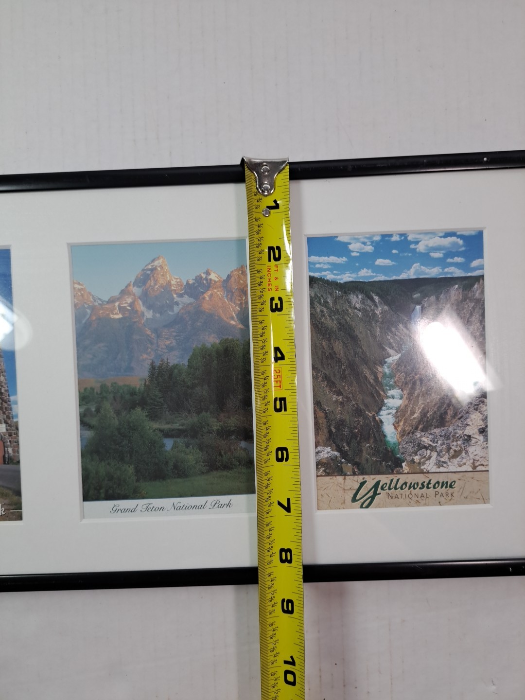 3 Framed Souvenir Prints Or Postcards Of Yellowstone National & Grand Teton Park