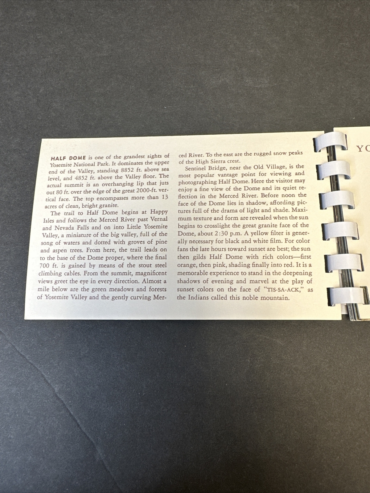 1955 Yosemite Picture And Photo Guide Spiral Bound 6″ x 3.5″ Souvenir Book