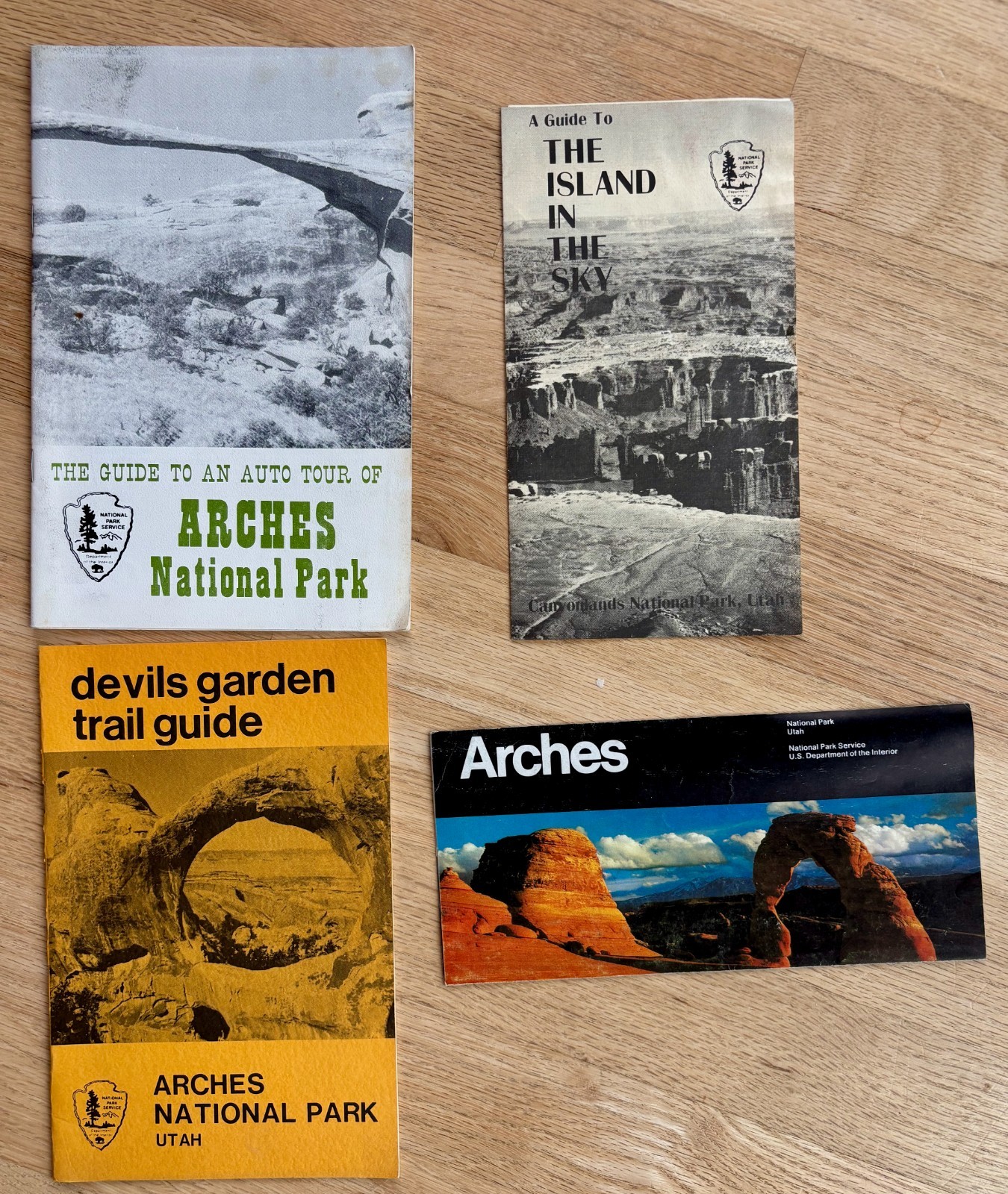 Arches National Park vintage brochure map + trail, auto tour, isle-in-sky guides