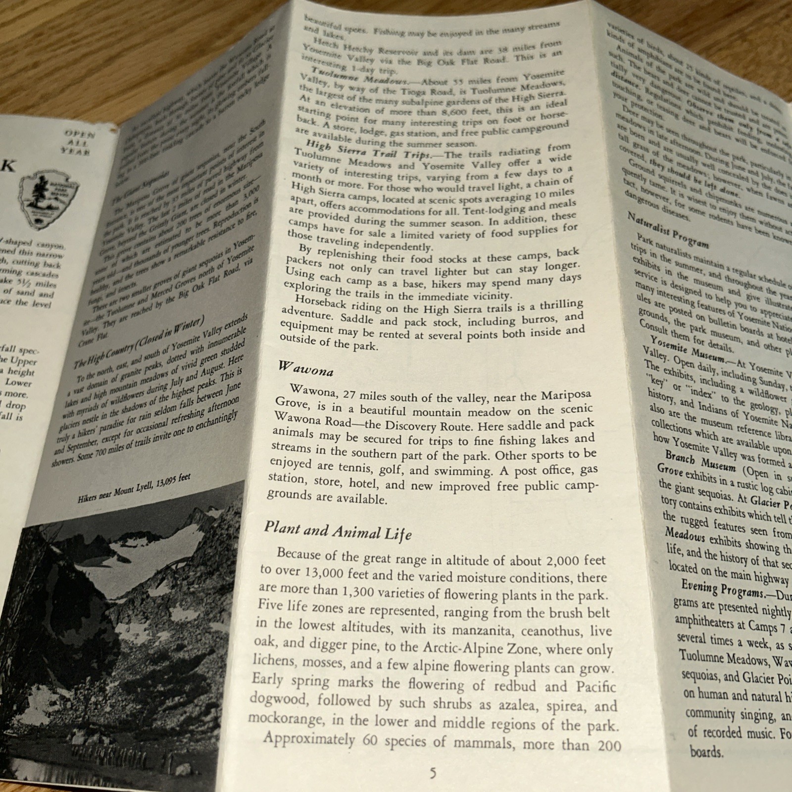 3 – YOSEMITE NATIONAL PARK National Park Service GUIDE Brochures 1951 1955 1963