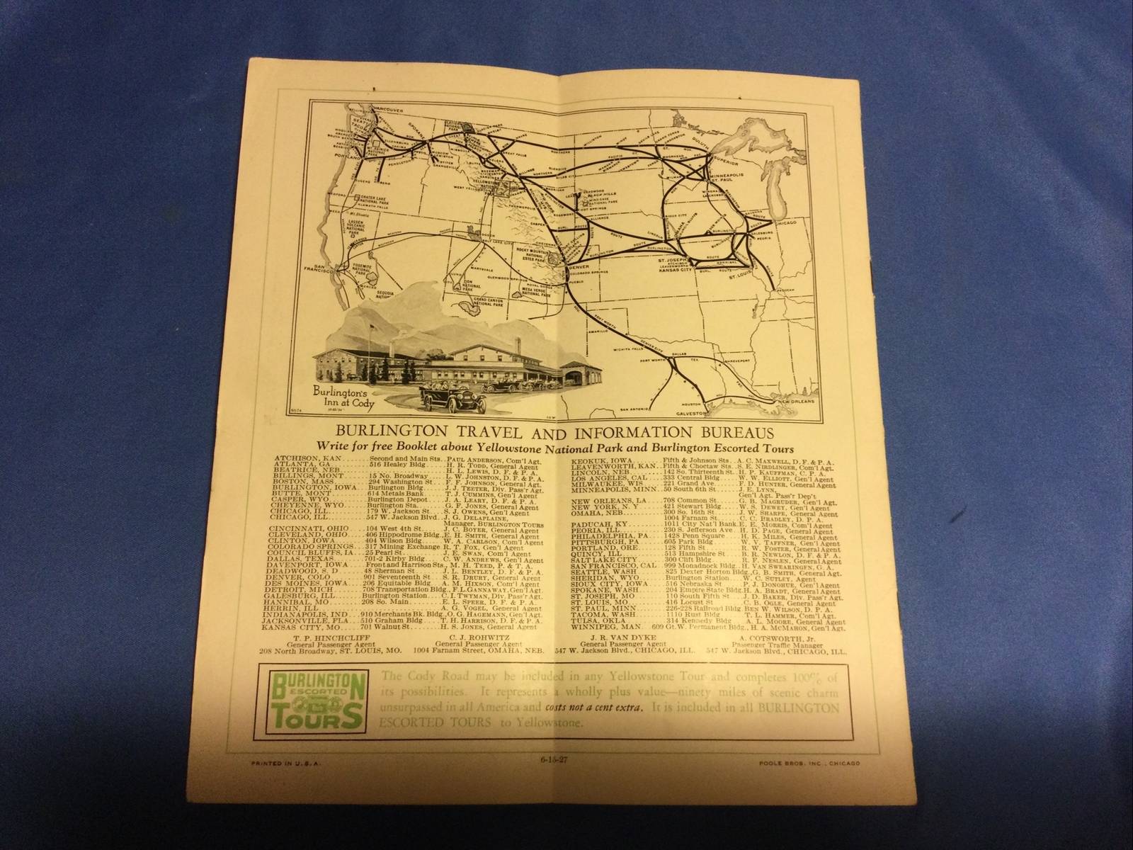 1927 BURLINGTON ROUTE RAILROAD TRAVEL TOUR BROCHURE THE CODY ROAD TO YELLOWSTONE