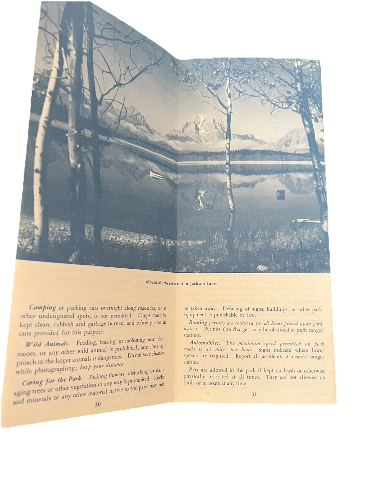1961 Grand Teton National Park Wyoming Vintage Foldout Tourist Map Brochure