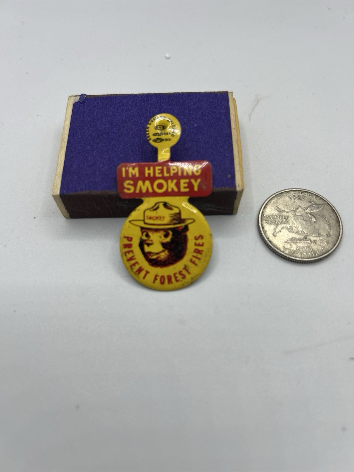 I’m Helping Smokey Prevent Forest Fires Fold Over Pin Vintage