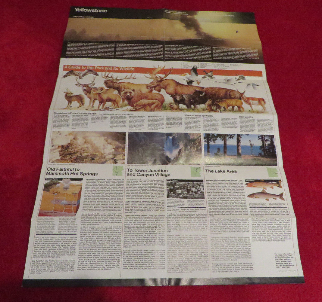 YELLOWSTONE NATIONAL PARK Maps 1992-1993 Lot of 2 – Official Guide & Canyon Map