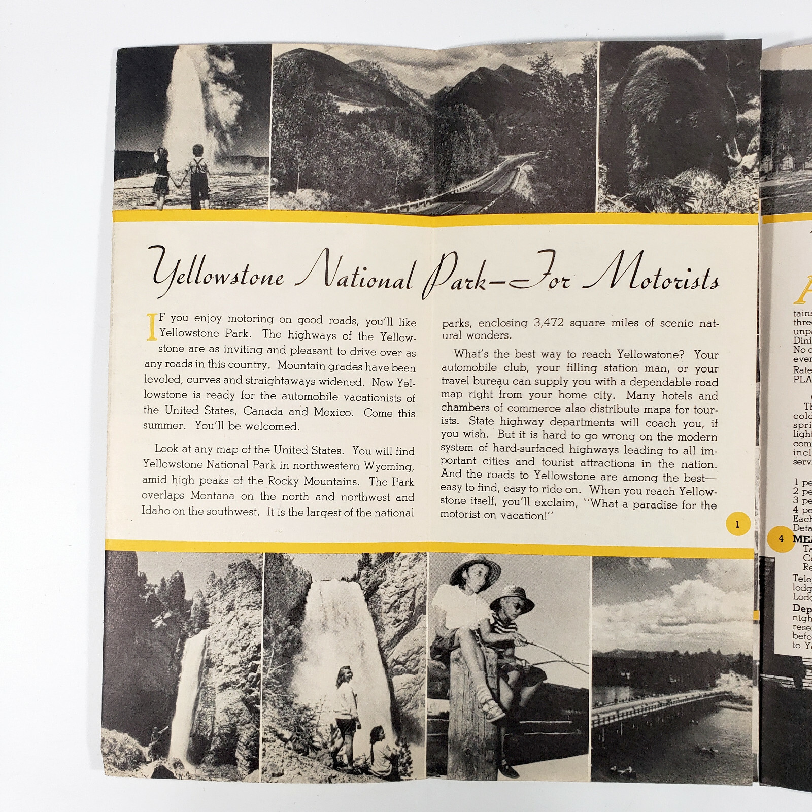 1951 Yellowstone National Park Brochure Lodging Hotels Cottages Lodges Cabins