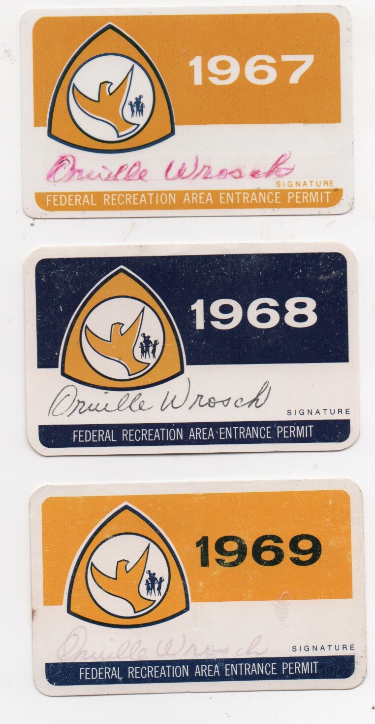 Three 1960s Federal Recreation Area Entrance Permit Cards 1967-1968-1969