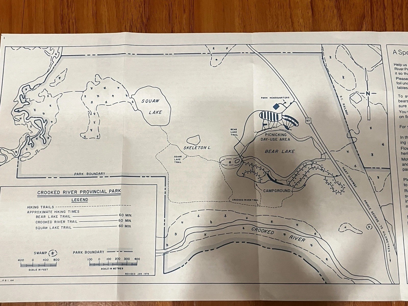 VTG British Columbia BC Crooked River Provincial Park map Brochures 1980