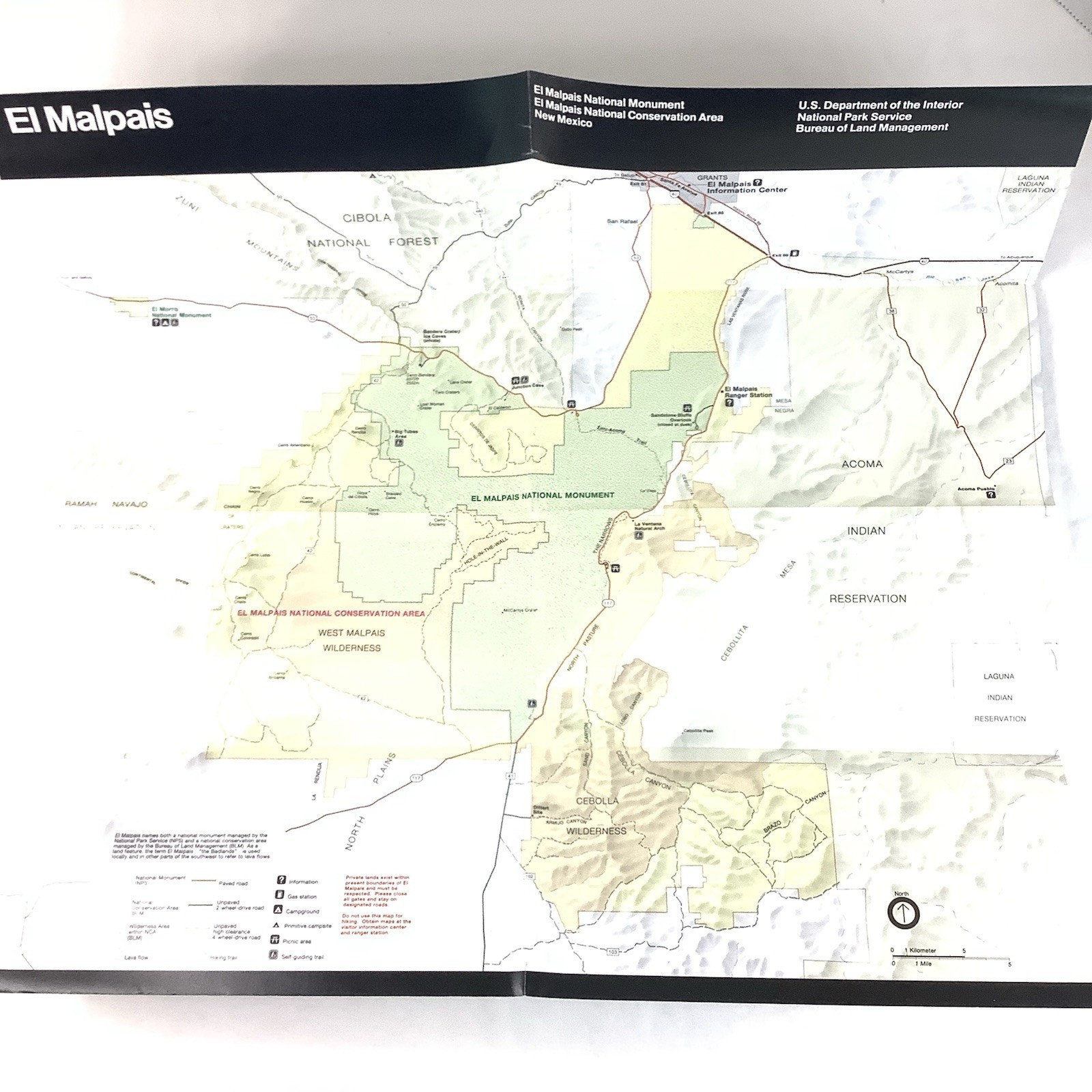 El Malpais Map & Tourist Guide 1993 National Monument New Mexico Volcanic Rock