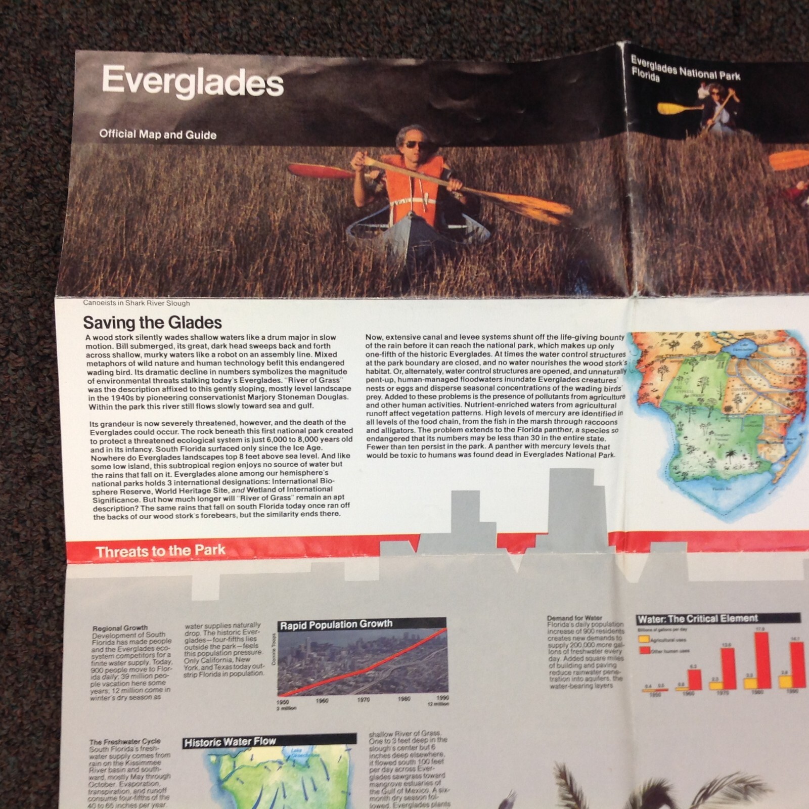 Vtg 1997 US Dep’t Int Everglades National Park Services Official Map and Guide