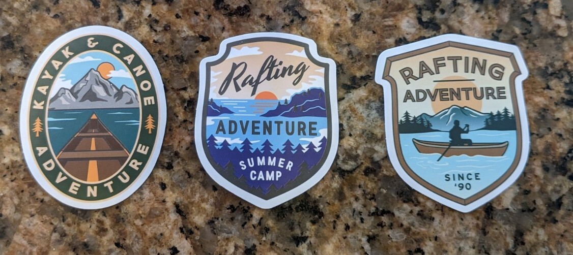 A set of Rafting Sticker Decals from category of Camping Outdoor Mountains