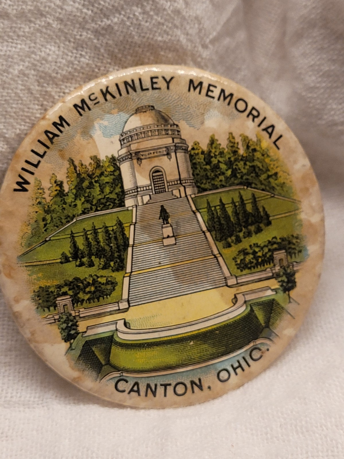 Antique William McKinley Memorial Canton Ohio Celluloid Pocket Mirror