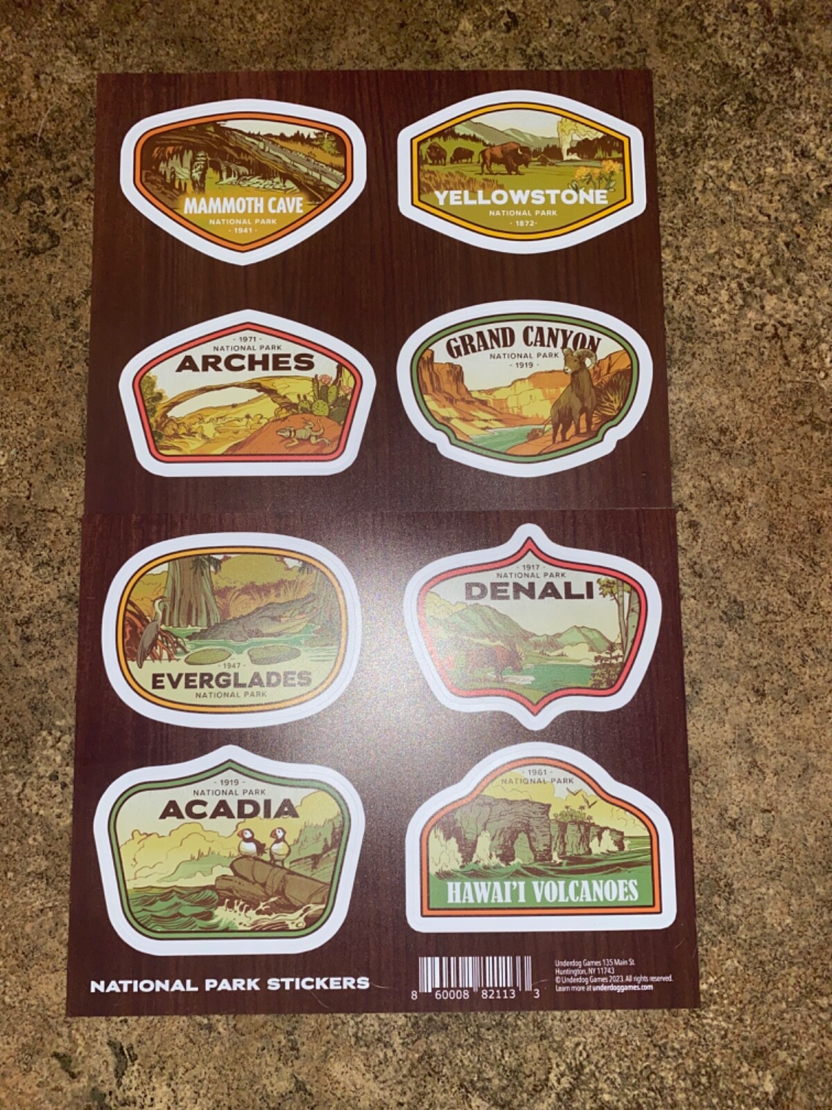 Set of 8 national park stickers