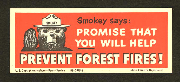 Smokey The Bear 1950s Paper Advertising Ruler Smokey Says “Prevent Forest Fires”
