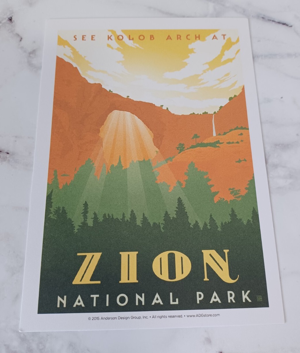 Zion National Parks 100th Anniversary Illustrated Print Post Card