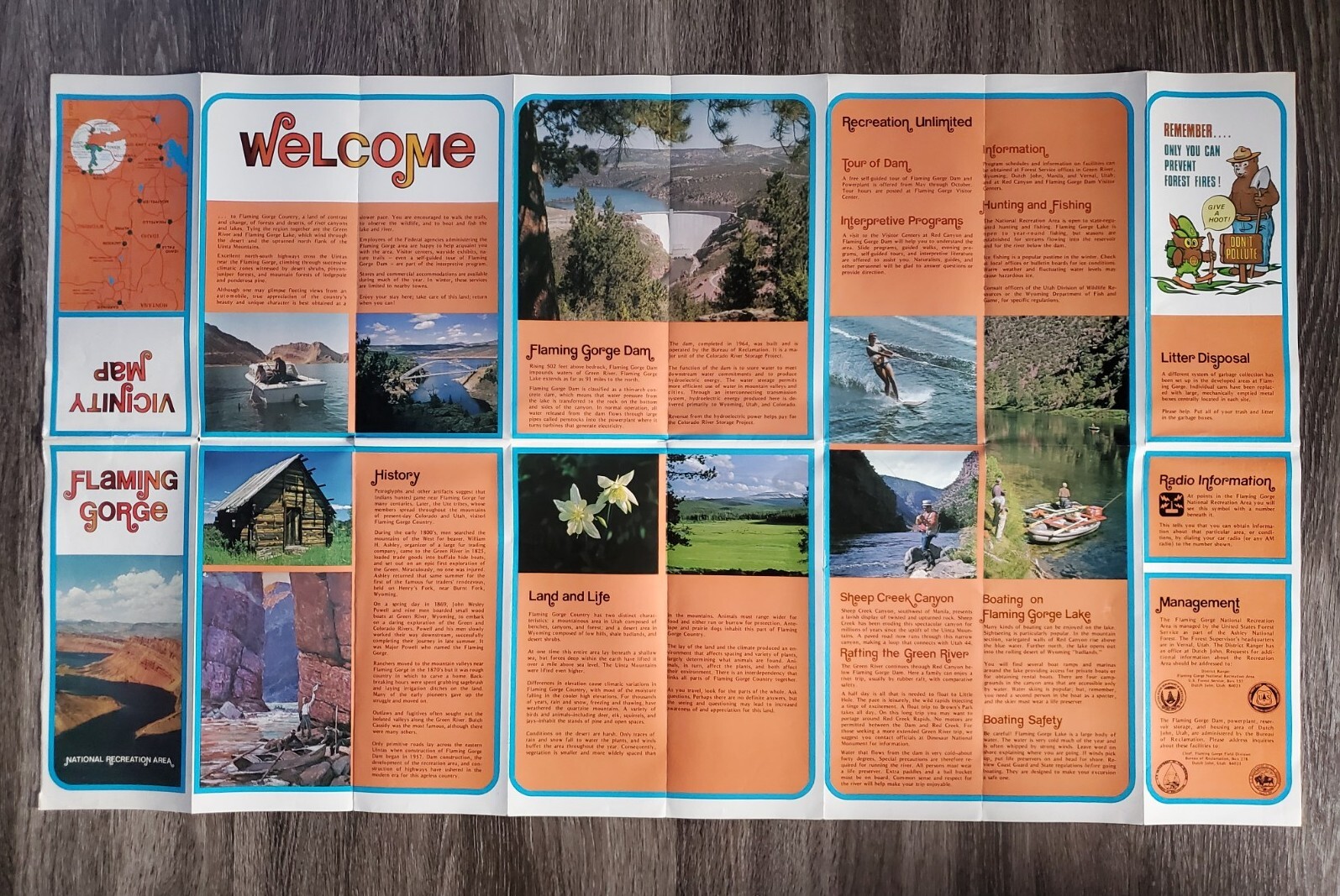Vintage 1970s Flaming Gorge National Recreation Area Map Brochure – Vacation