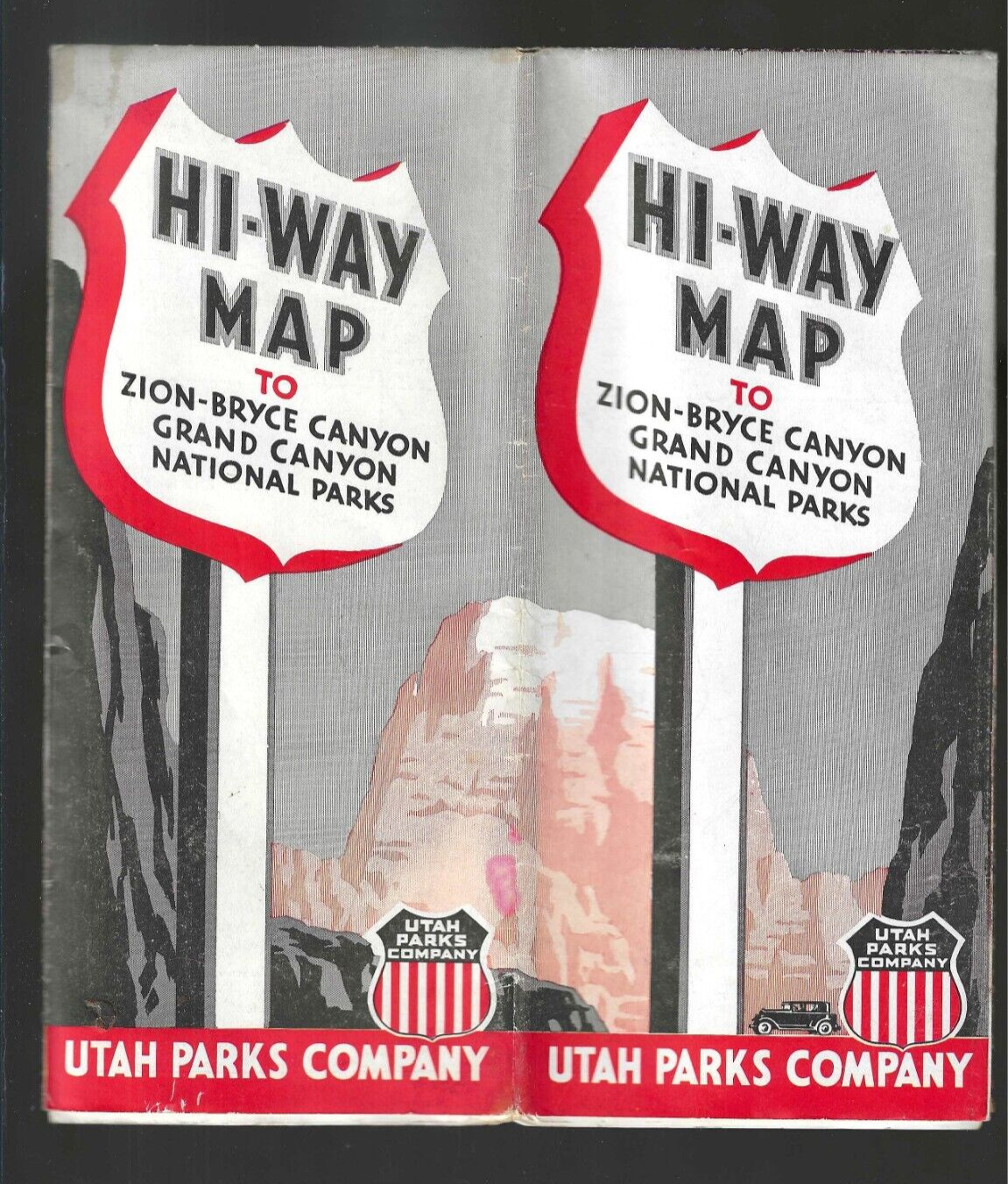 1940s Bryce Canyon Grand Canyon NATIONAL PARKS Hi-Way Map RARE Collectible