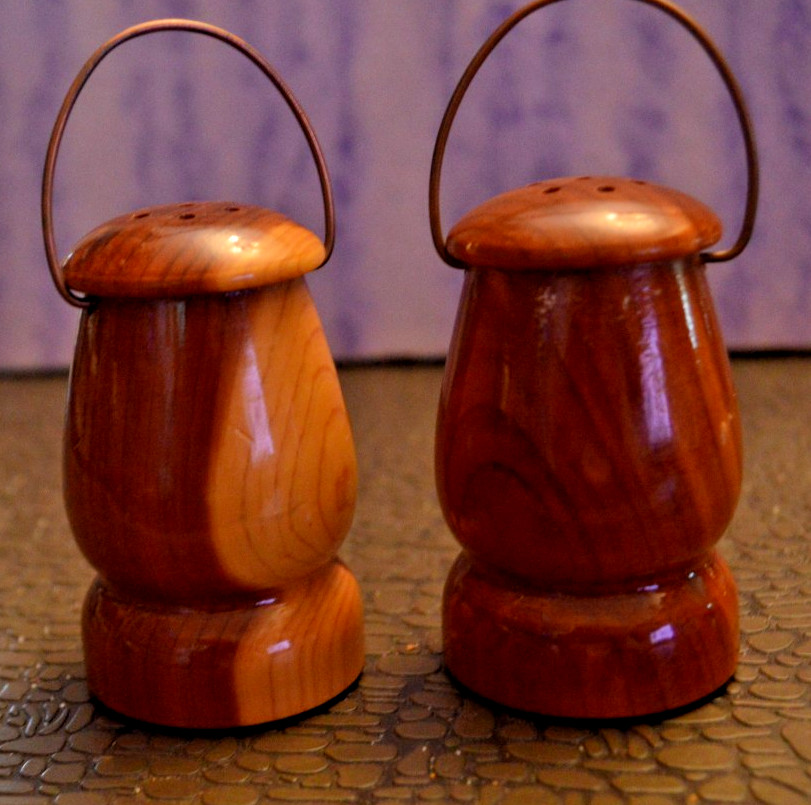 WOOD SALT & PEPPER SHAKER SET Skyline Drive Shenandoah National Park VA